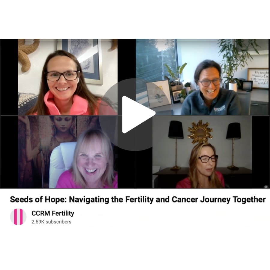 still from the Seeds of Hope: Navigating the Fertility and Cancer Journey Together CCRM webinar featuring an RNE peer leader