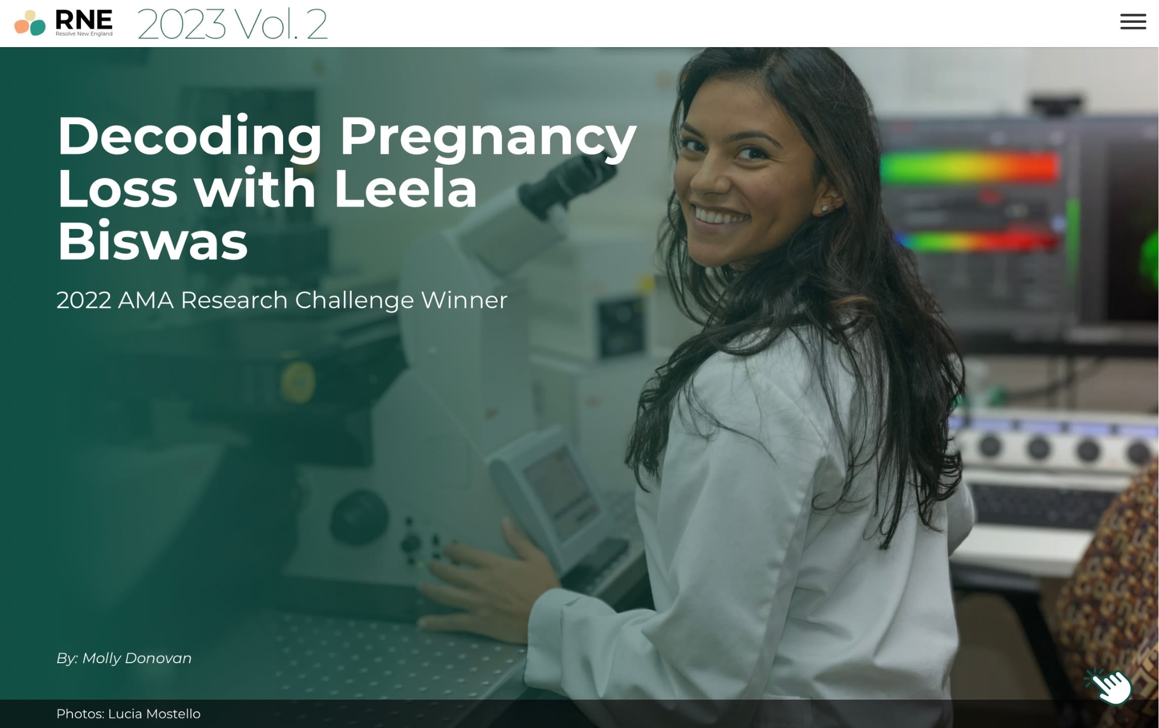 Magazine cover that says "Decoding Pregnancy Loss with Leela Biswas"